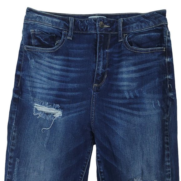 Cello Ankle Jeans Denim Women’s Size 9 Distressed Holes Fringe Hem Dark Wash - Picture 3 of 10